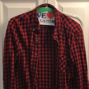 American apparel flannel red and black check